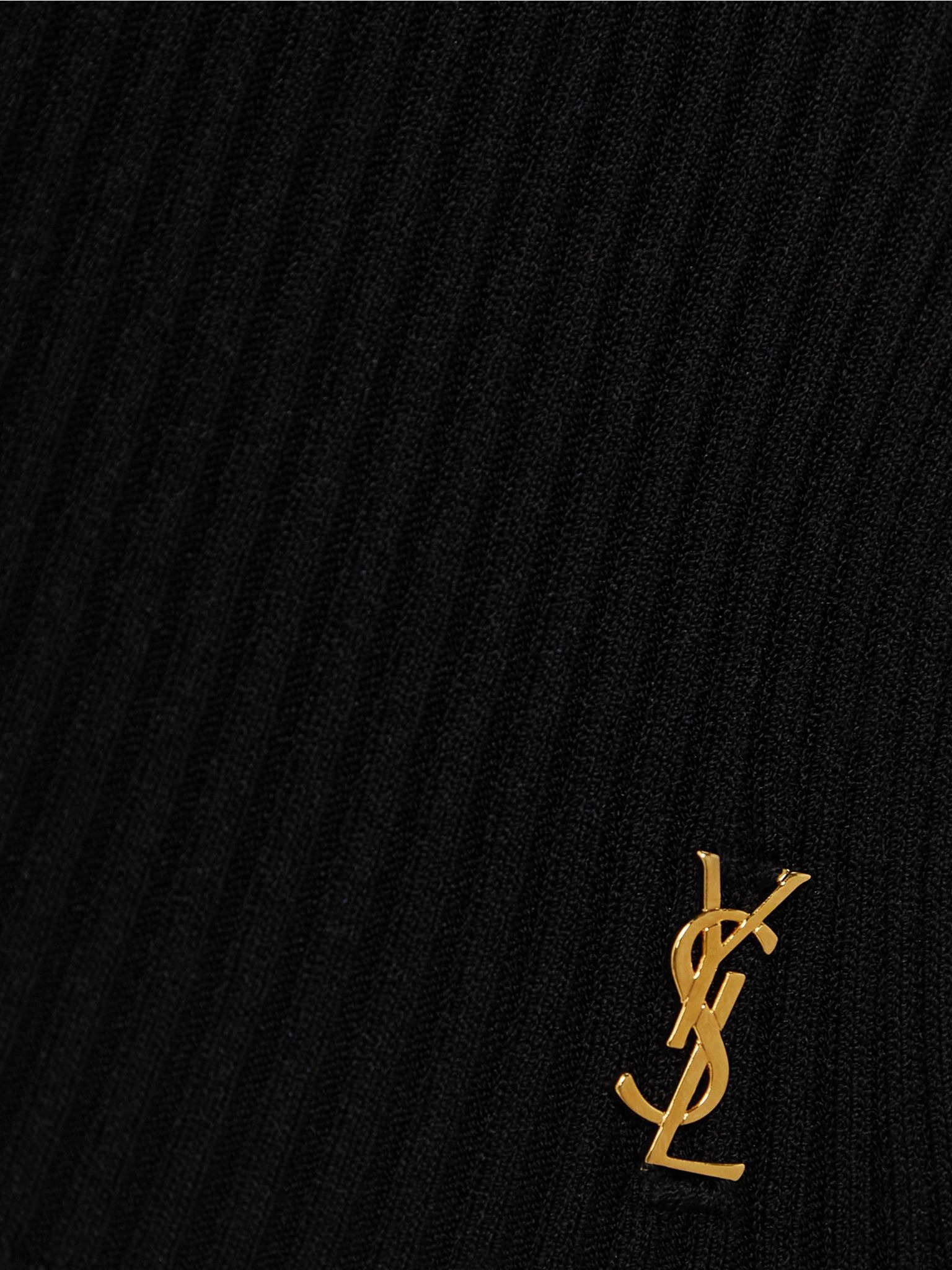 Embellished ribbed-knit polo sweater Black - 4