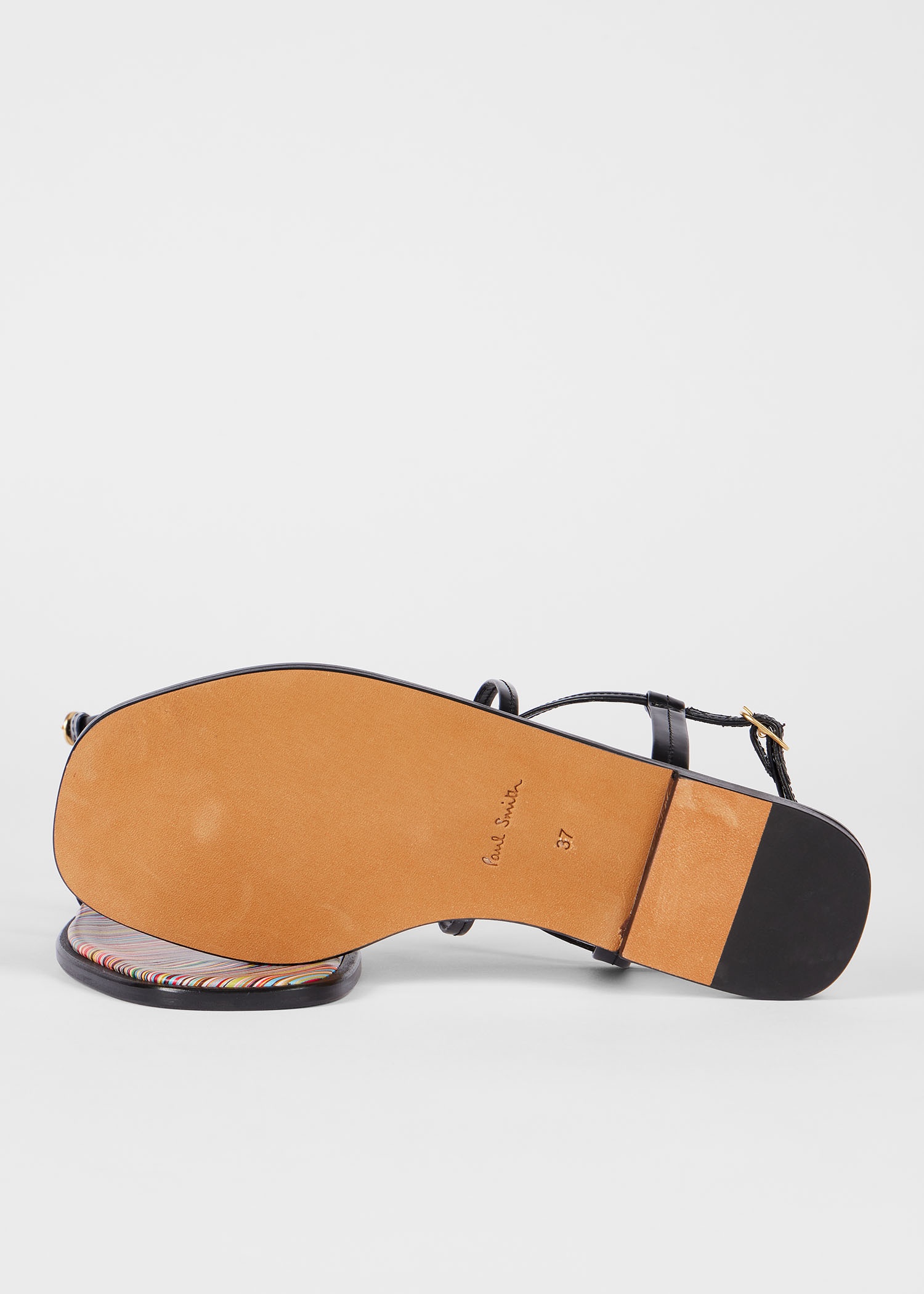 Women's Black 'Lemmon' Signature Stripe Strappy Sandals - 3