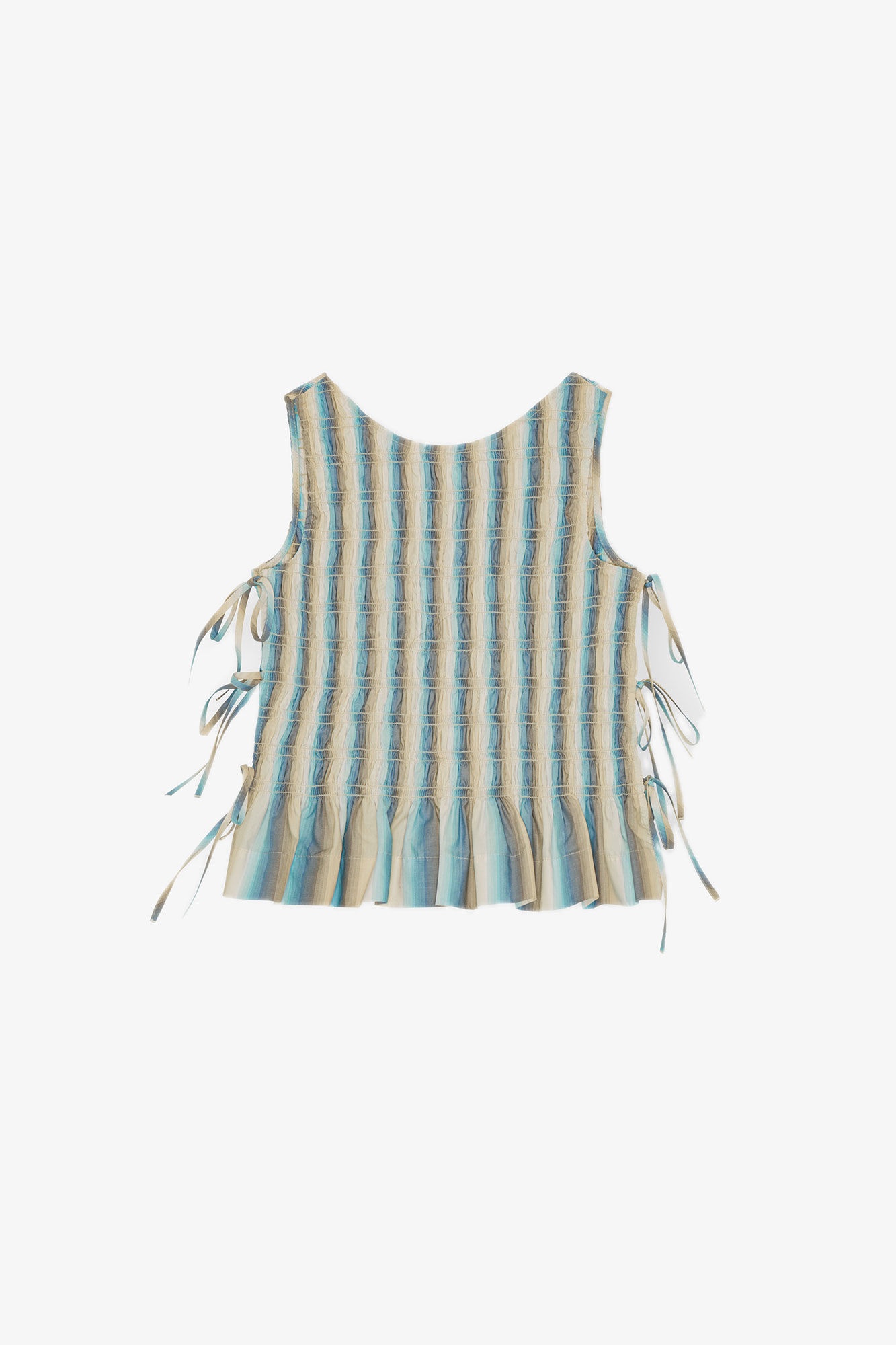 OMBRE STRIPED COTTON SMOCK TIE TOP - 1