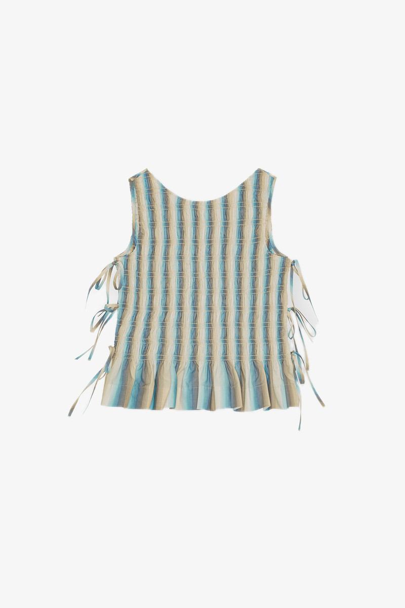OMBRE STRIPED COTTON SMOCK TIE TOP 1
