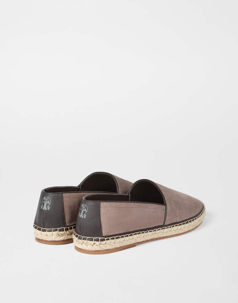 Brunello Cucinelli Washed suede espadrilles with piping outlook