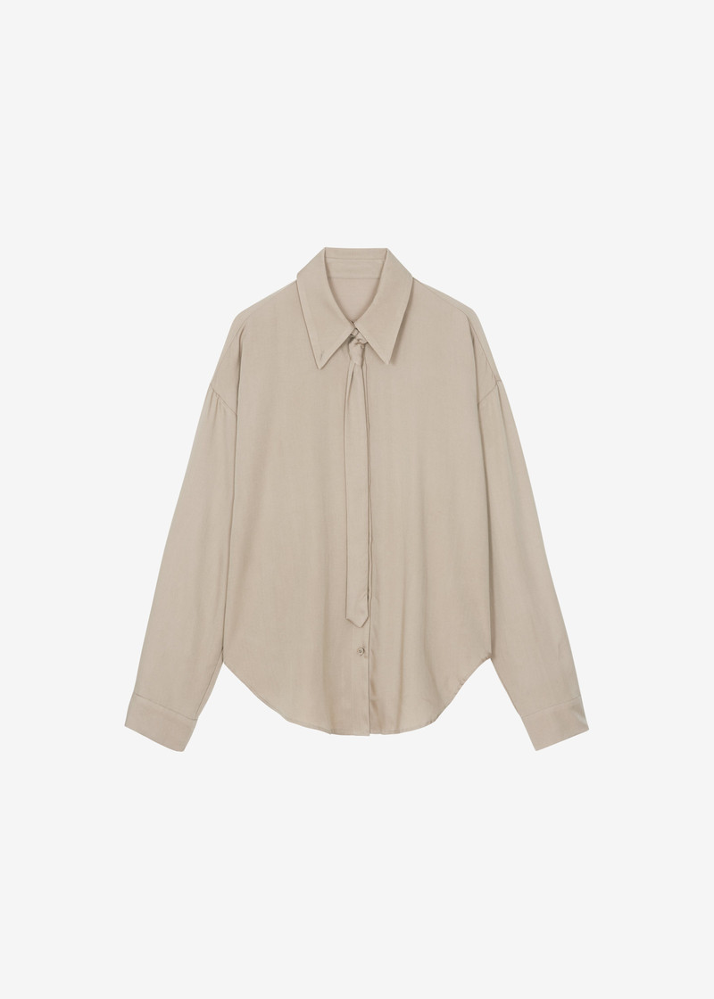 Silvan Neck Tie Shirt - Taupe 1