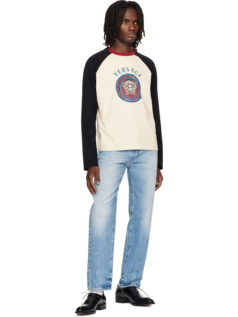 VERSACE White & Black Printed Cotton-Jersey Regular T-shirt outlook