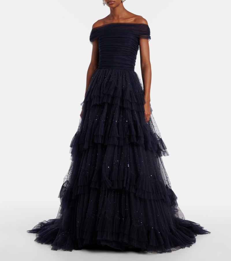 JENNY PACKHAM Queenie embellished tiered tulle gown outlook