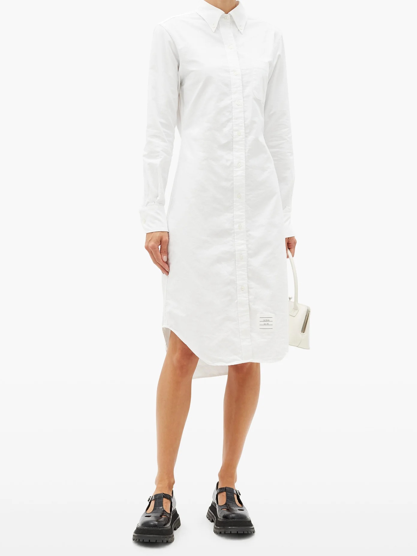 Logo-patch cotton-poplin shirt dress - 2