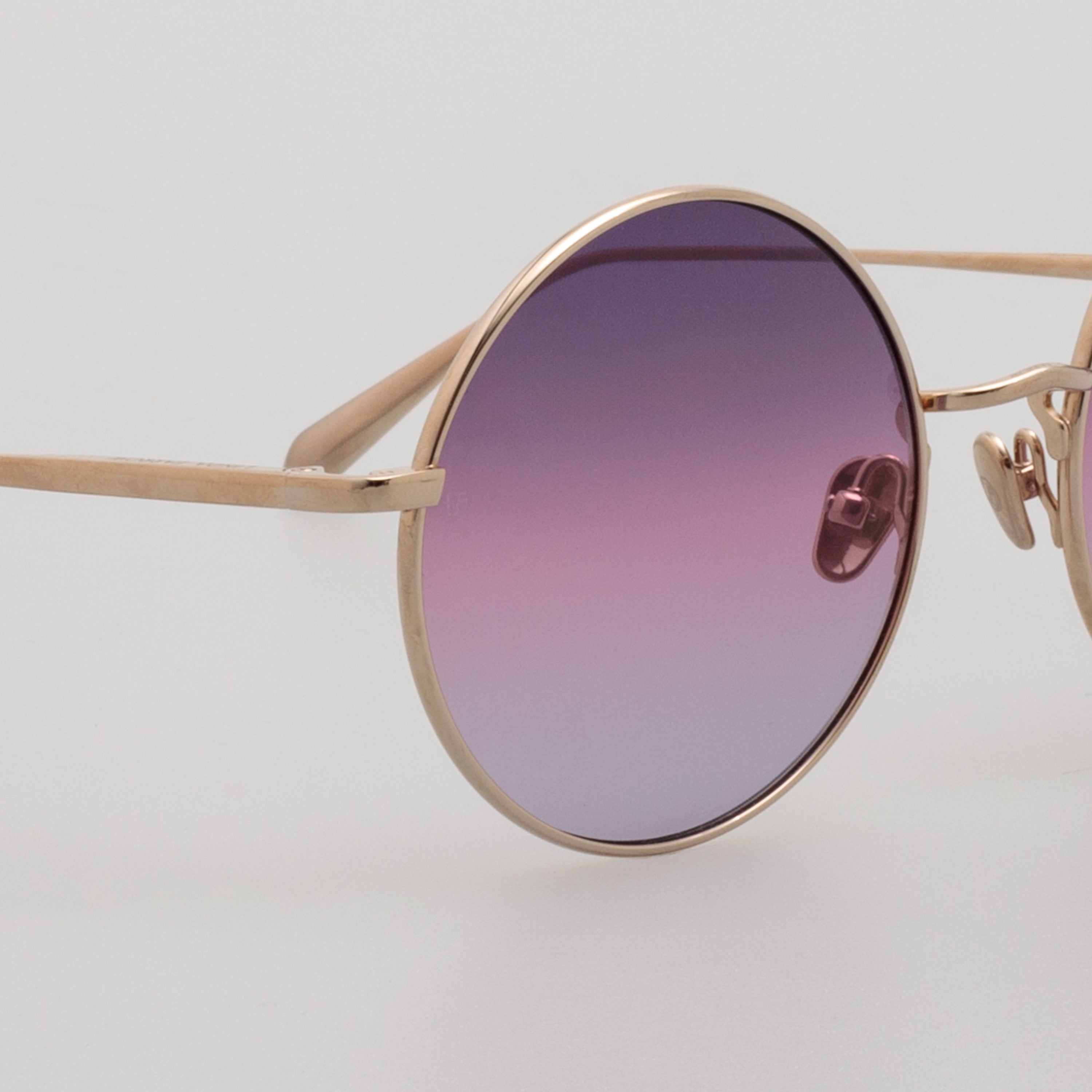 Bea Round Sunglasses in Light Gold and Purple - 4