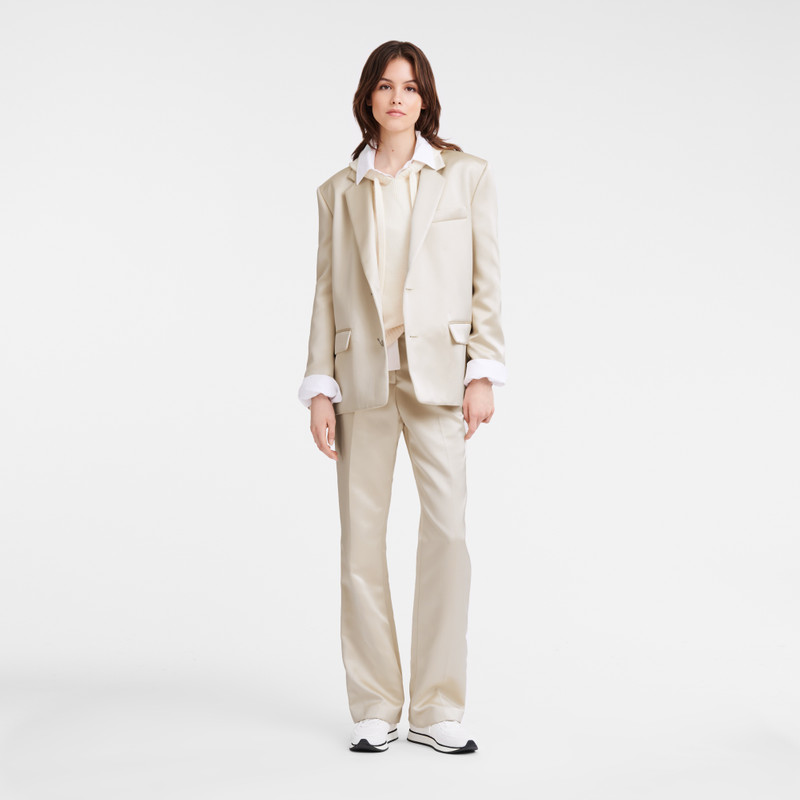 Longchamp Suit pants Ecru - Satin outlook