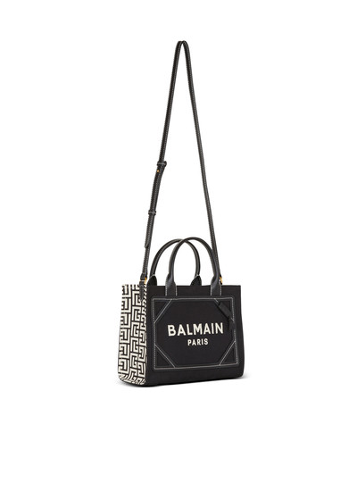 Balmain B-Army monogrammed canvas and smooth leather tote bag outlook