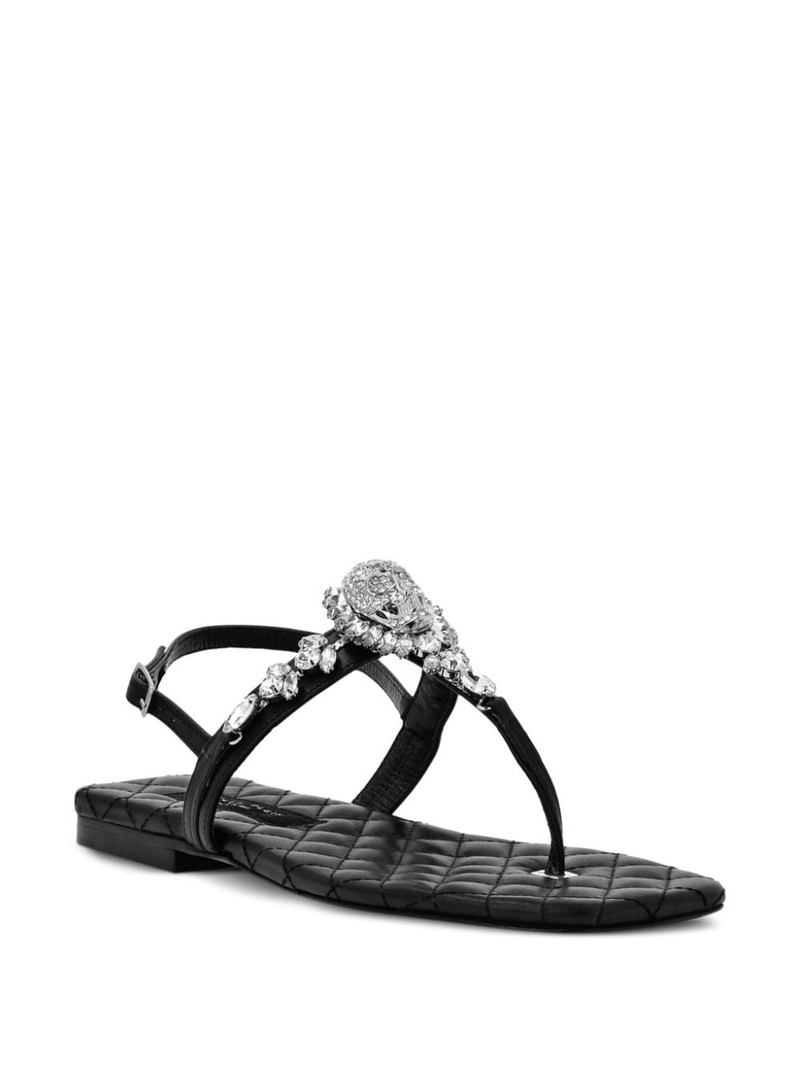 PHILIPP PLEIN crystal-skull leather sandals outlook