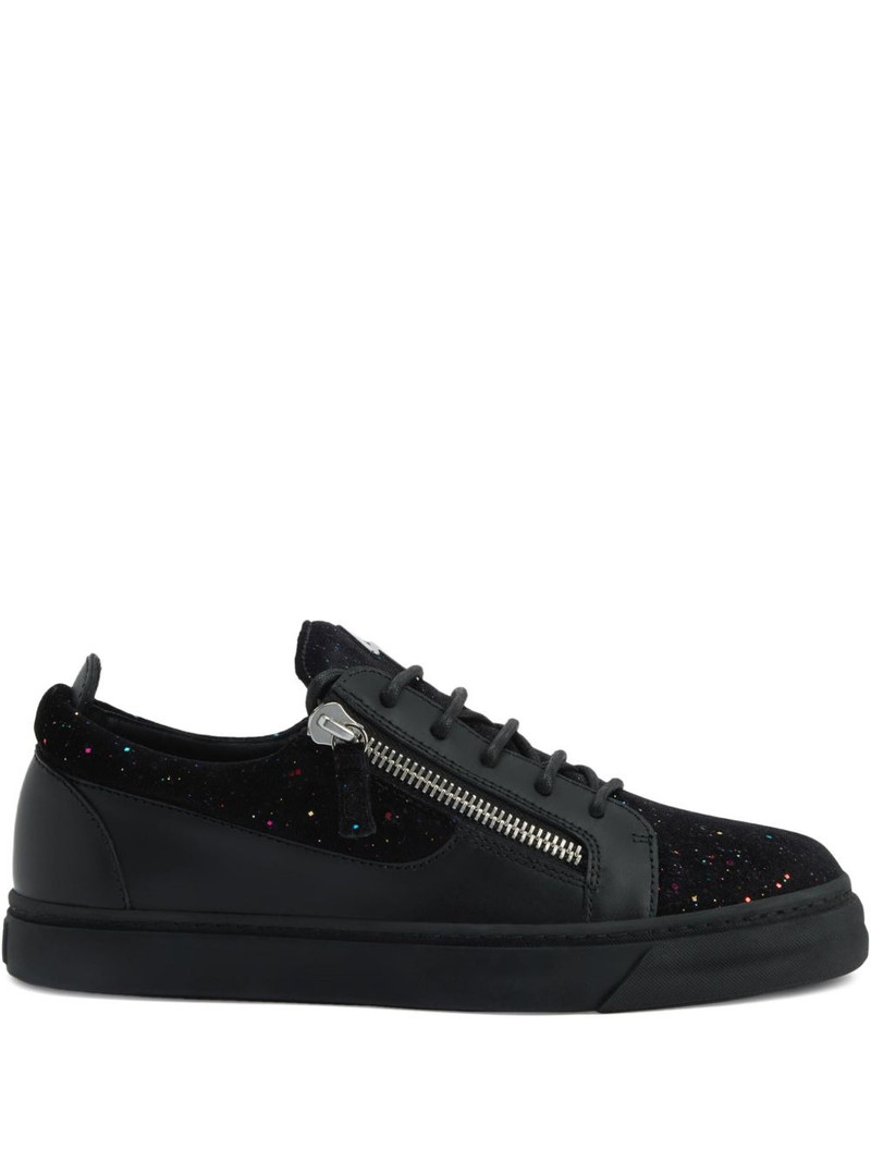 zip-detail glitter low-top sneakers 1