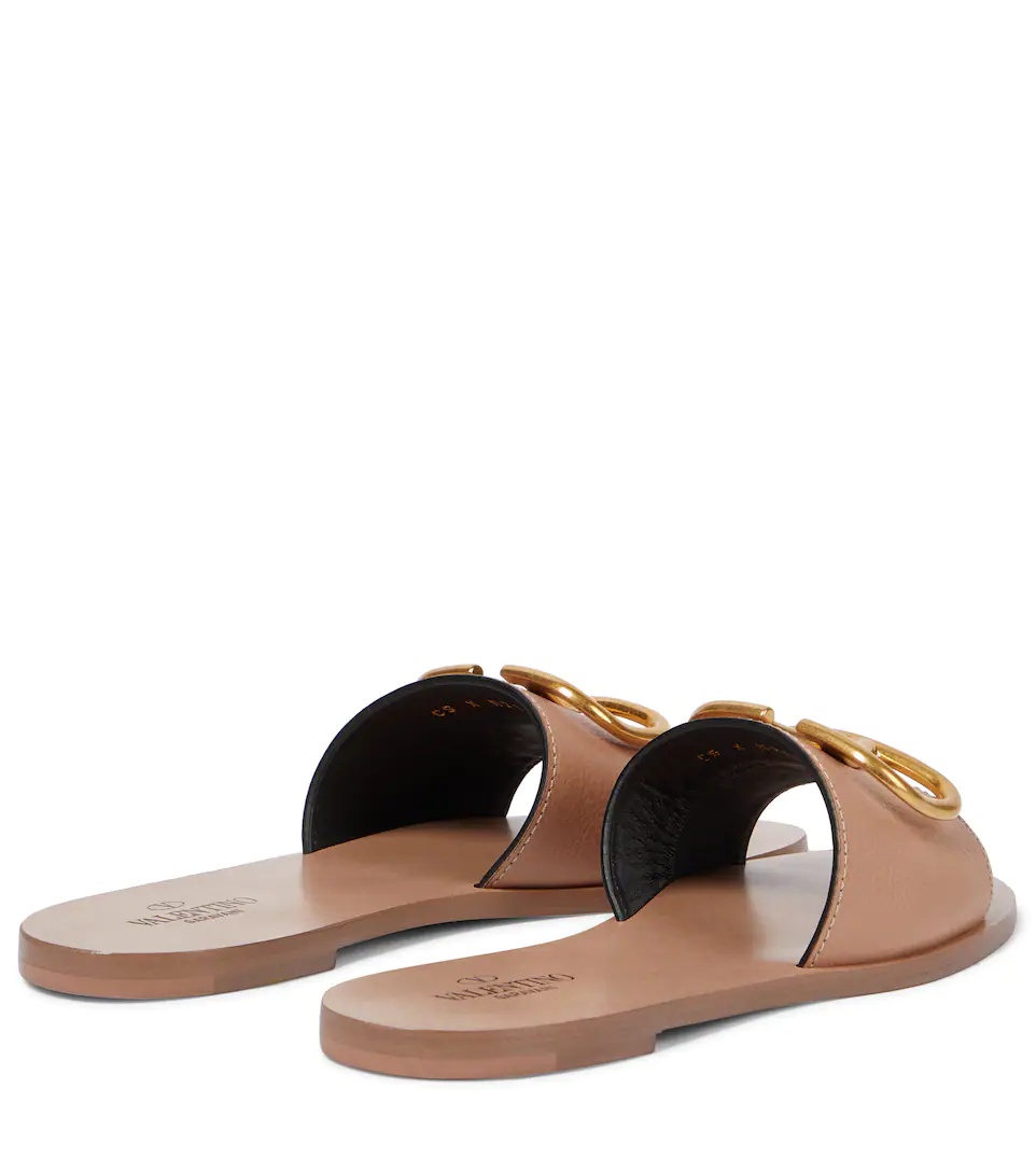 VLogo leather slides - 3