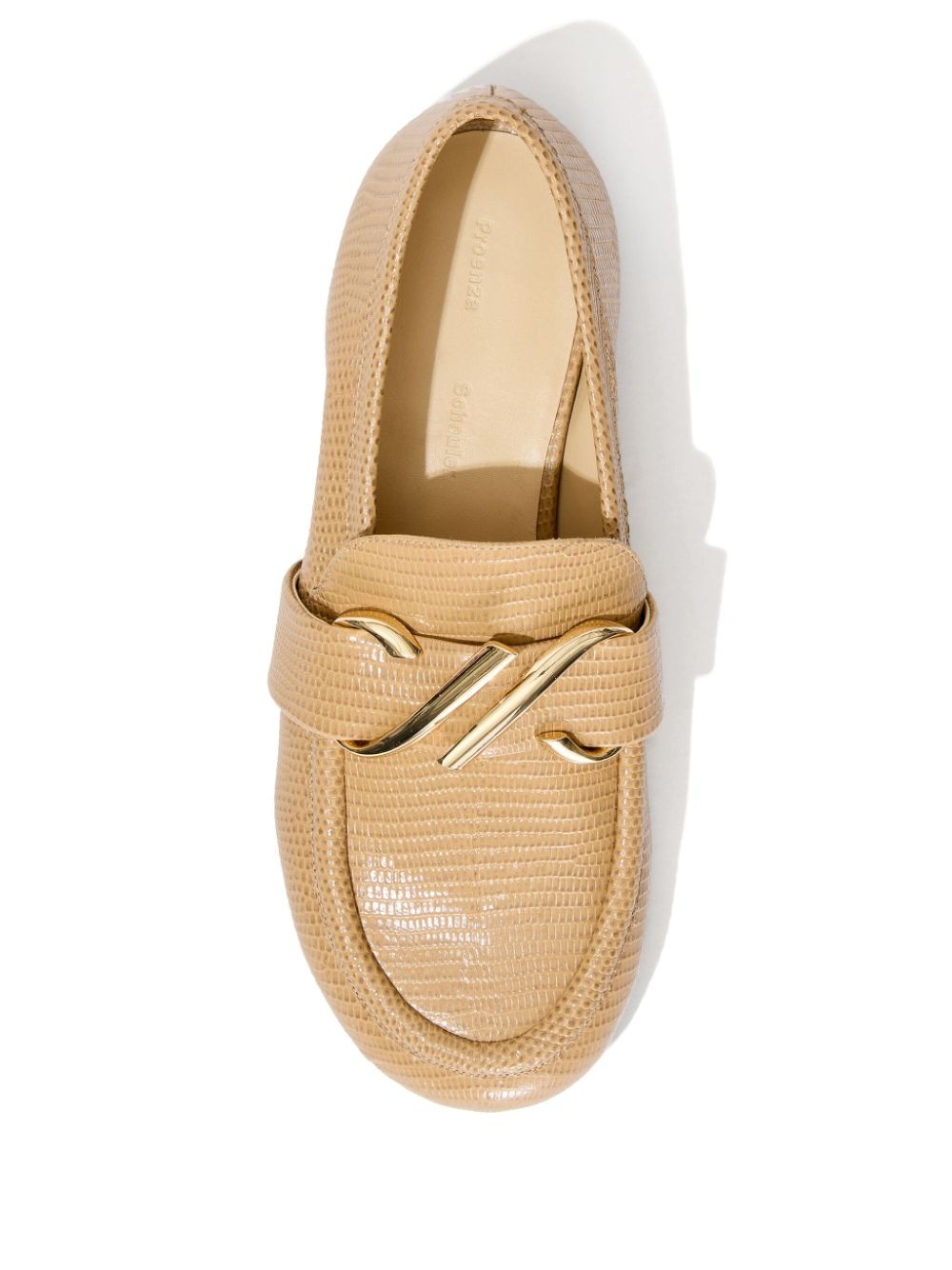 monogram-plaque embossed-leather loafers - 4
