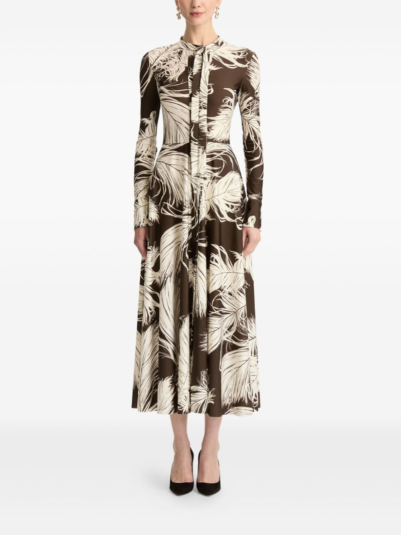 Oscar de la Renta feather jersey midi dress outlook