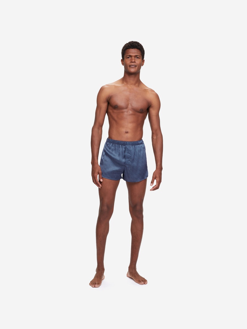 Men's Modern Fit Boxers Brindisi 74 Silk Satin Navy - 3