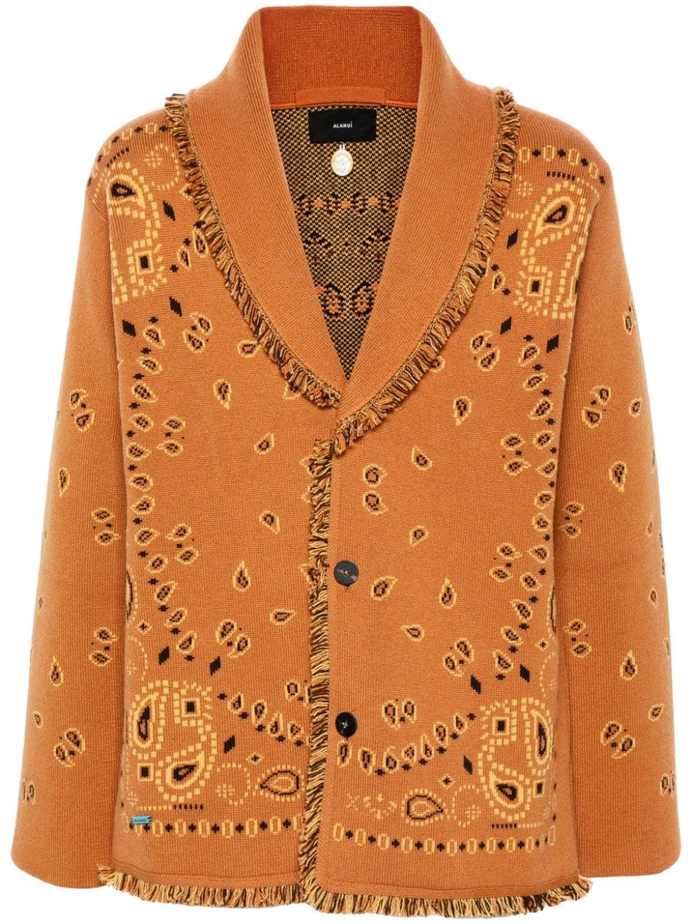 bandana-jacquard cashmere cardigan - 1