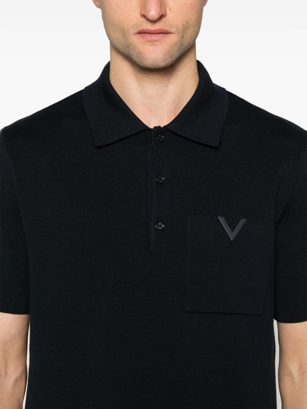 V Detail ribbed polo shirt - 5