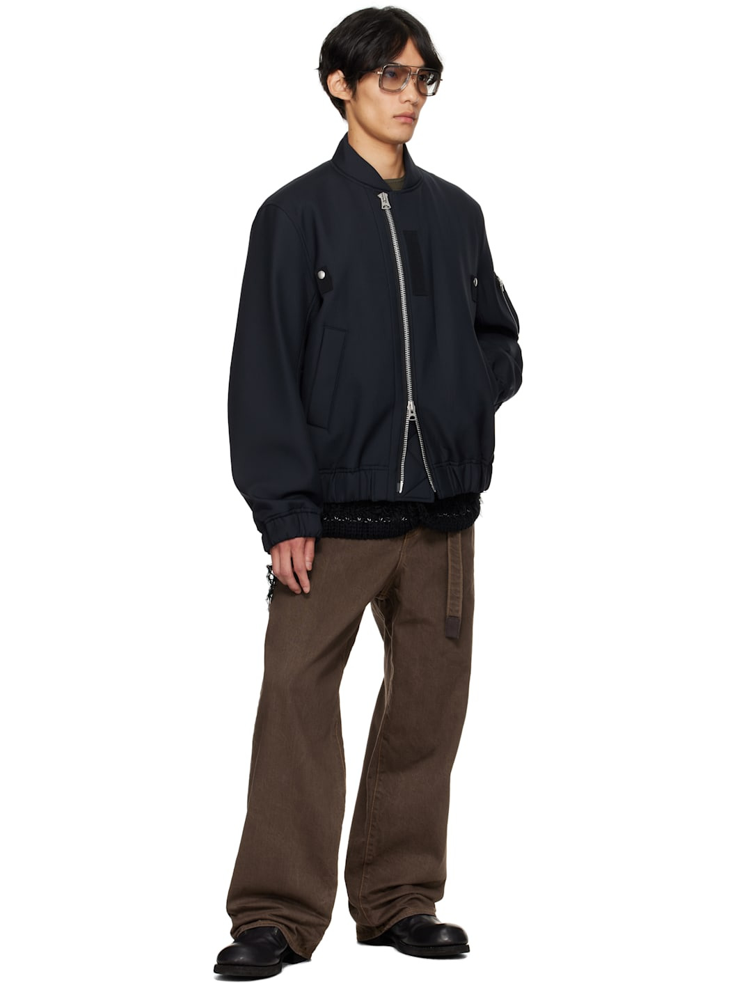 Navy Suiting Blouson Bomber Jacket - 4