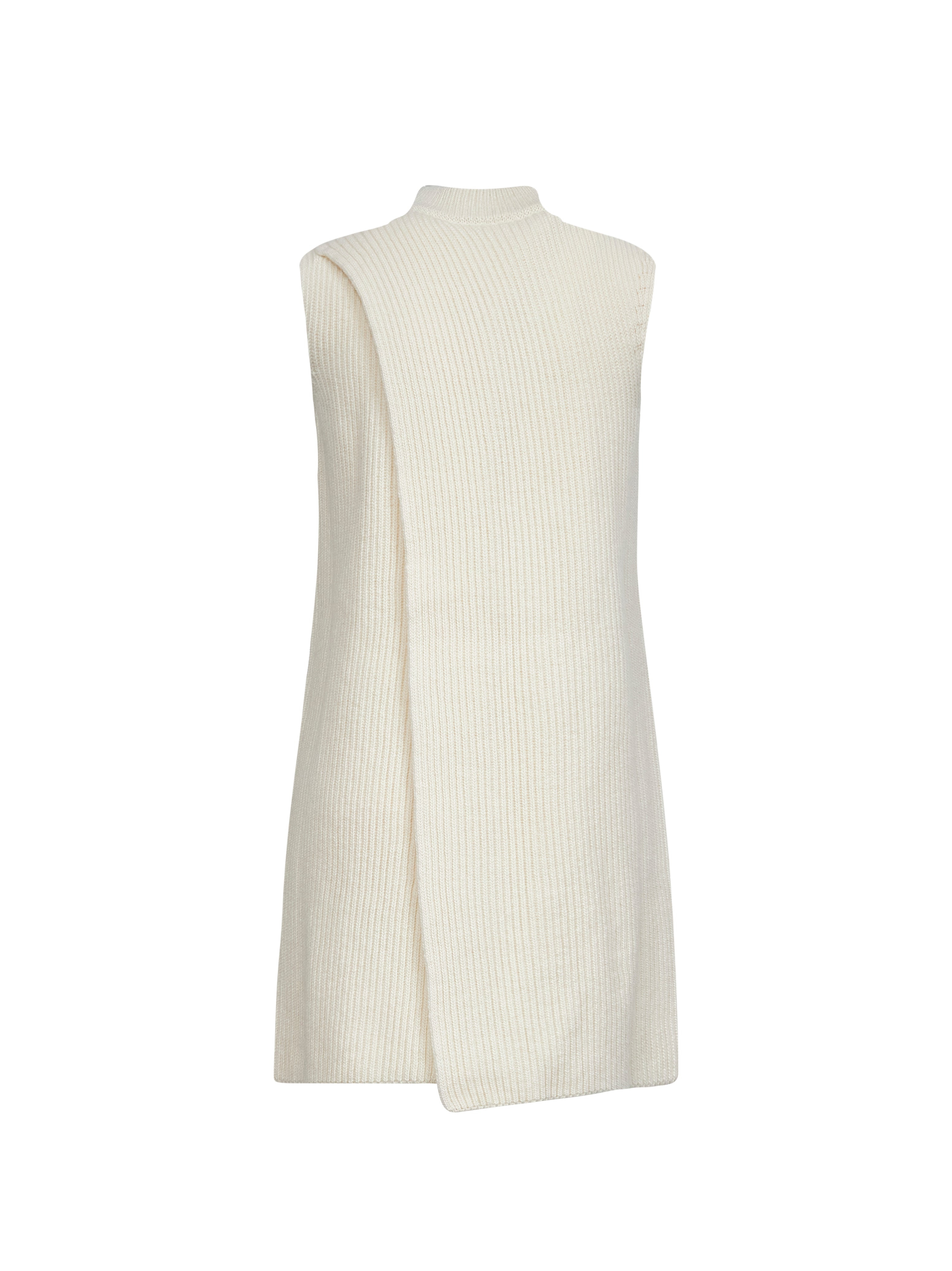 Jil Sander Women Long Ivory Ribbed Knit Vest - 2