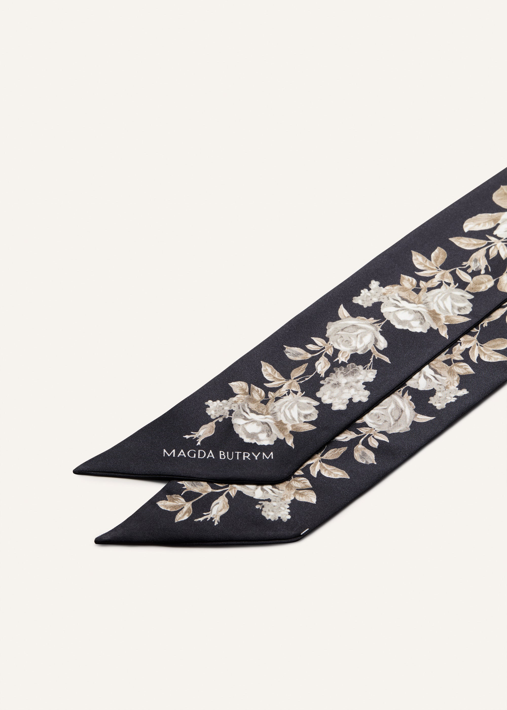 Midnight bloom silk twilly in black - 2