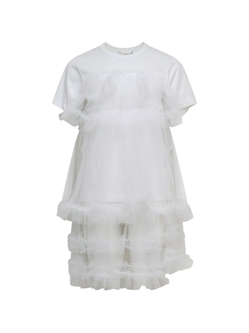 tulle-overlay ruffled T-shirt 1