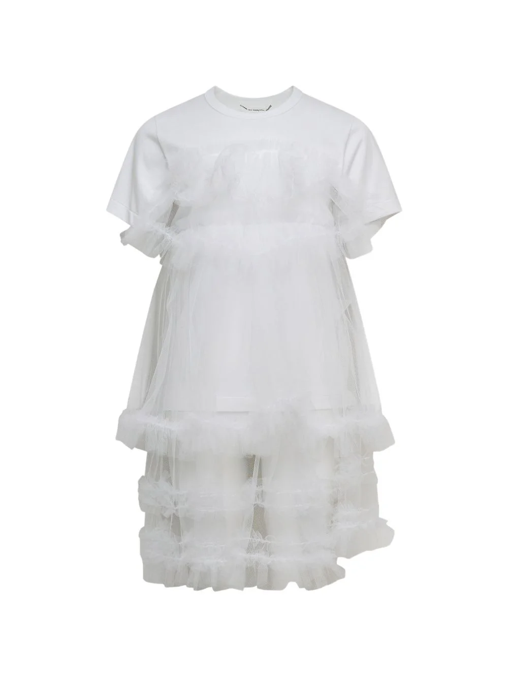 tulle-overlay ruffled T-shirt - 1