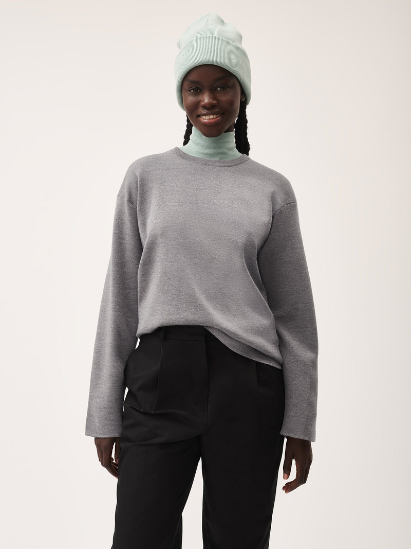 PANGAIA Womens Regenerative Merino Wool Sweater - Grey Marl outlook