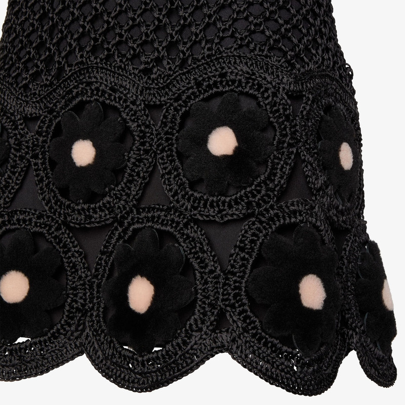 Dress Black silk macramé and mink dress 3