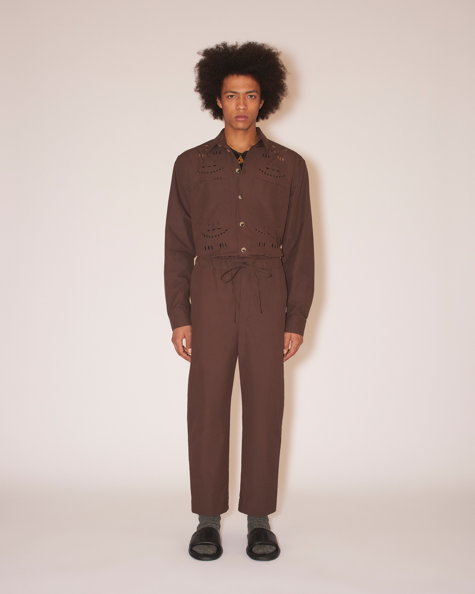 JAIN - Heavy poplin relaxed pants - Dark brown - 2