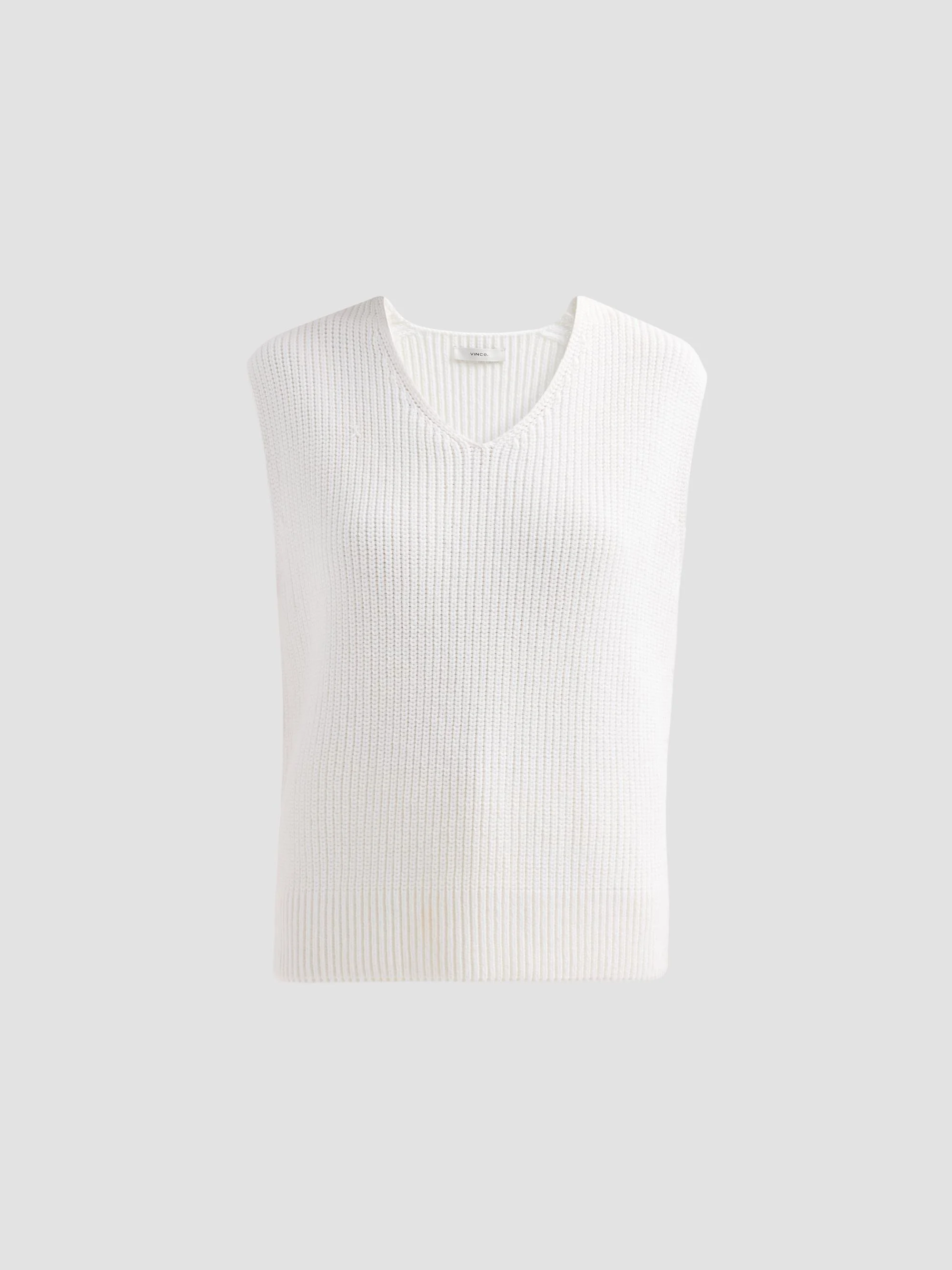 Women's Relaxed Cotton V-Neck Vest - Optic White - 1