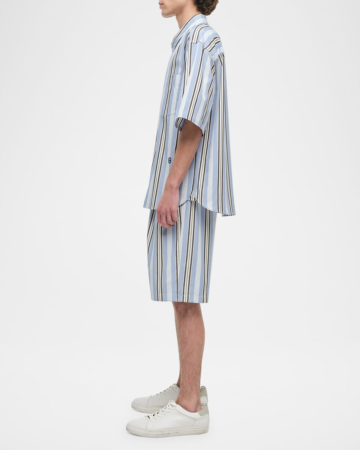 Men's Deacon Oversized Fit Poplin Stripe Short-Sleeve Shirt - 5
