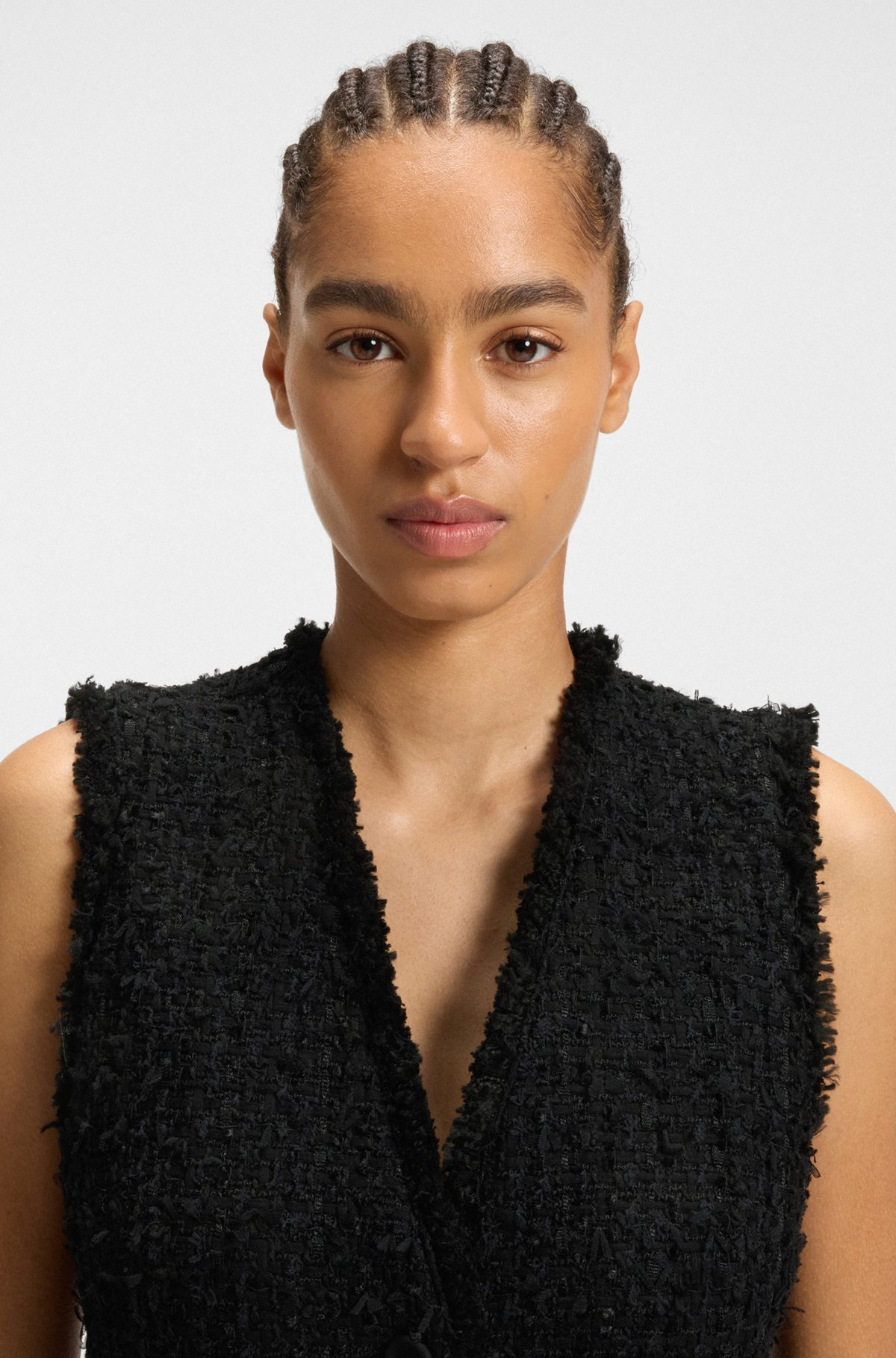 SLEEVELESS REGULAR-FIT BLAZER IN VELVET TWEED - 5