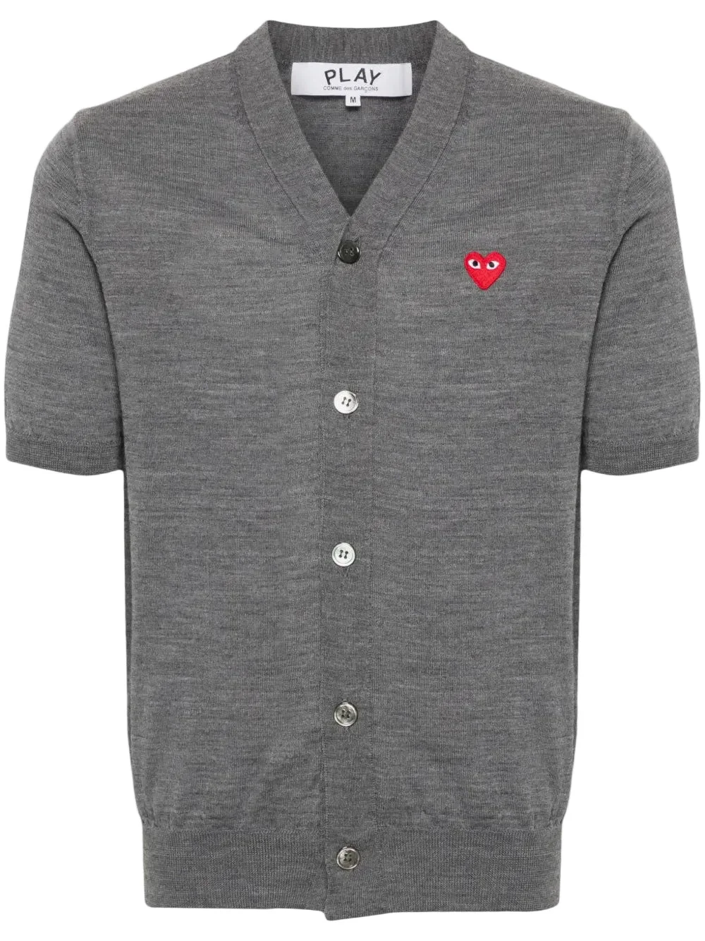 UNISEX V-NECK KNIT CARDIGAN RED HEART - GREY - 1