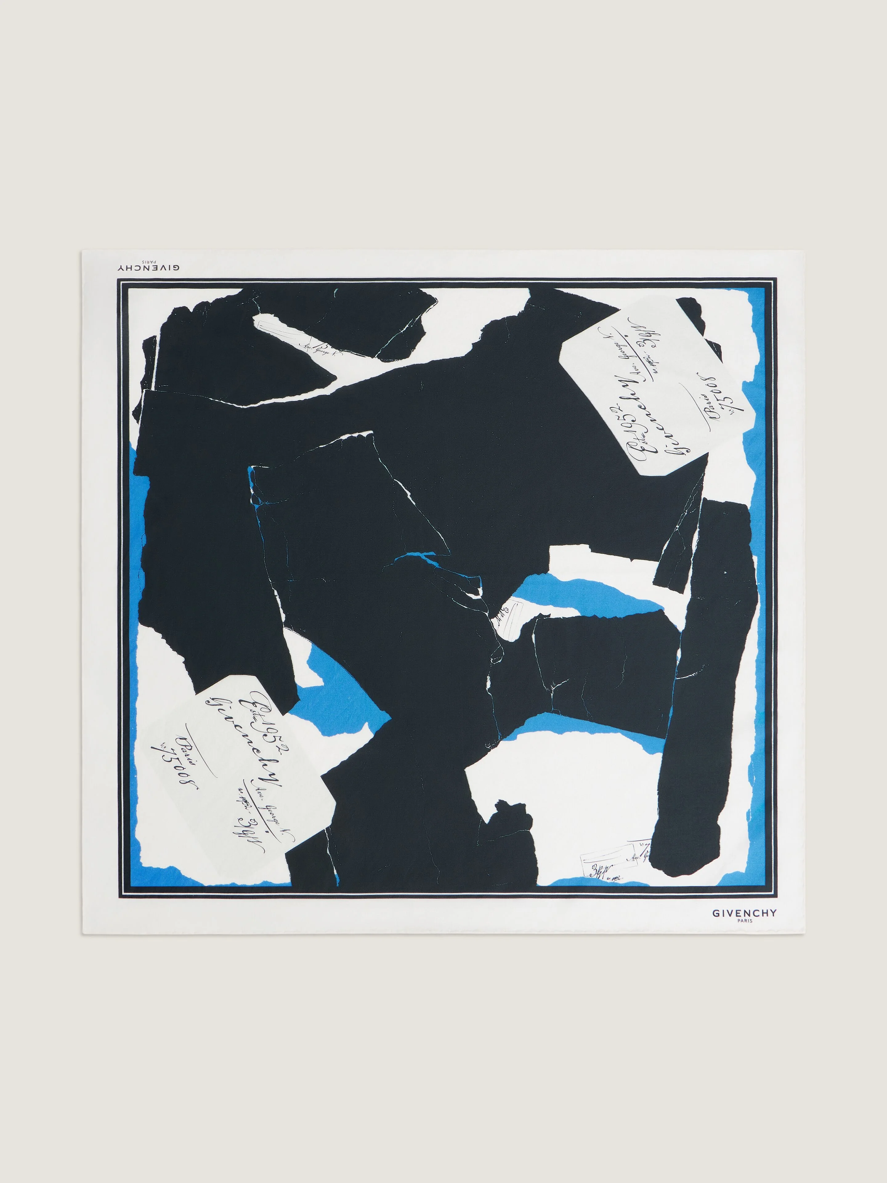 SMALL SQUARE IN COTTON AND SILK WITH COLLAGE PRINT - 1