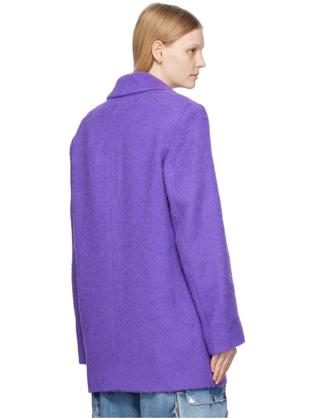 Purple Double-Breasted Coat - 3