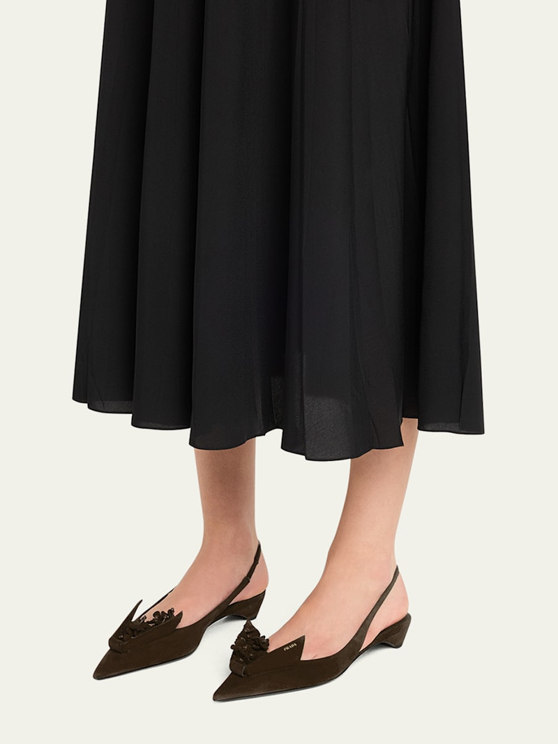 Prada Suede Flower Slingback Pumps outlook