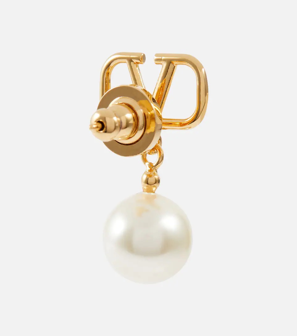 VLogo faux pearl earrings - 5