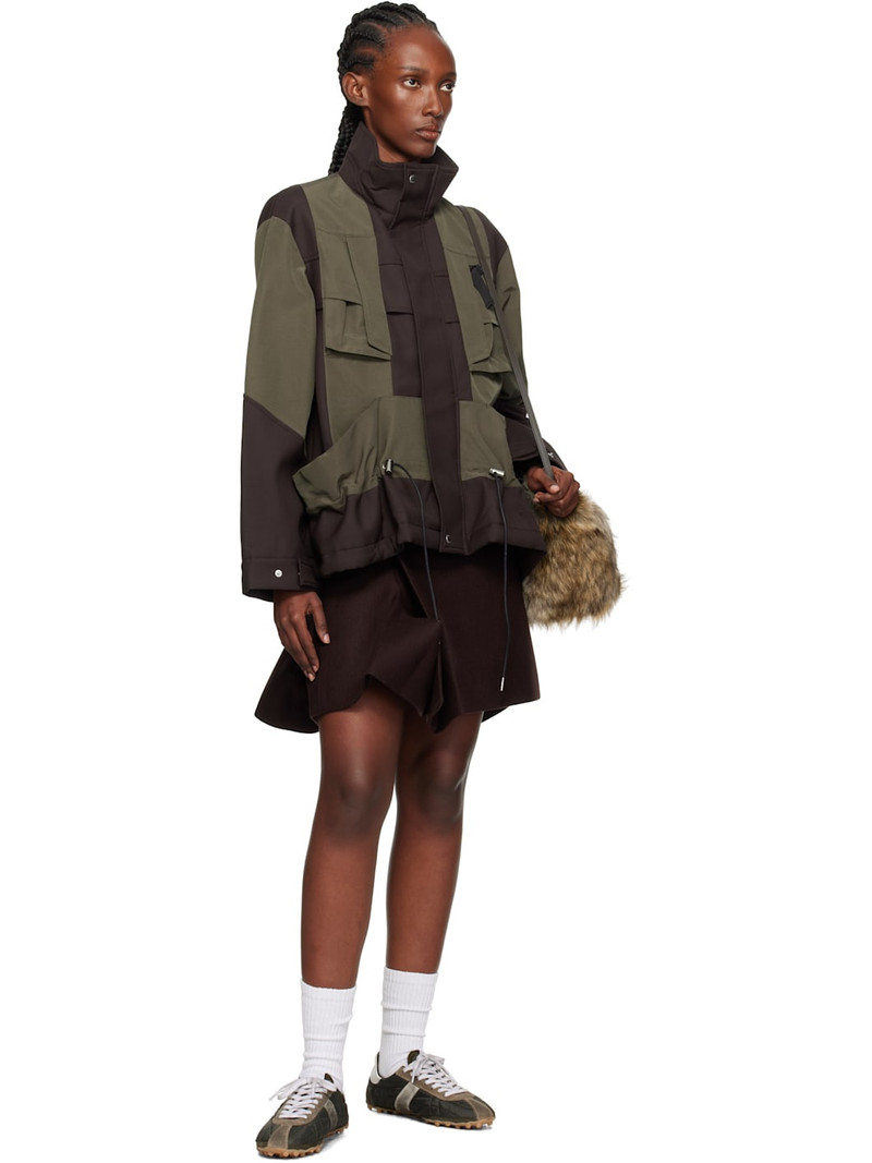 sacai Brown Wool Melton Miniskirt outlook