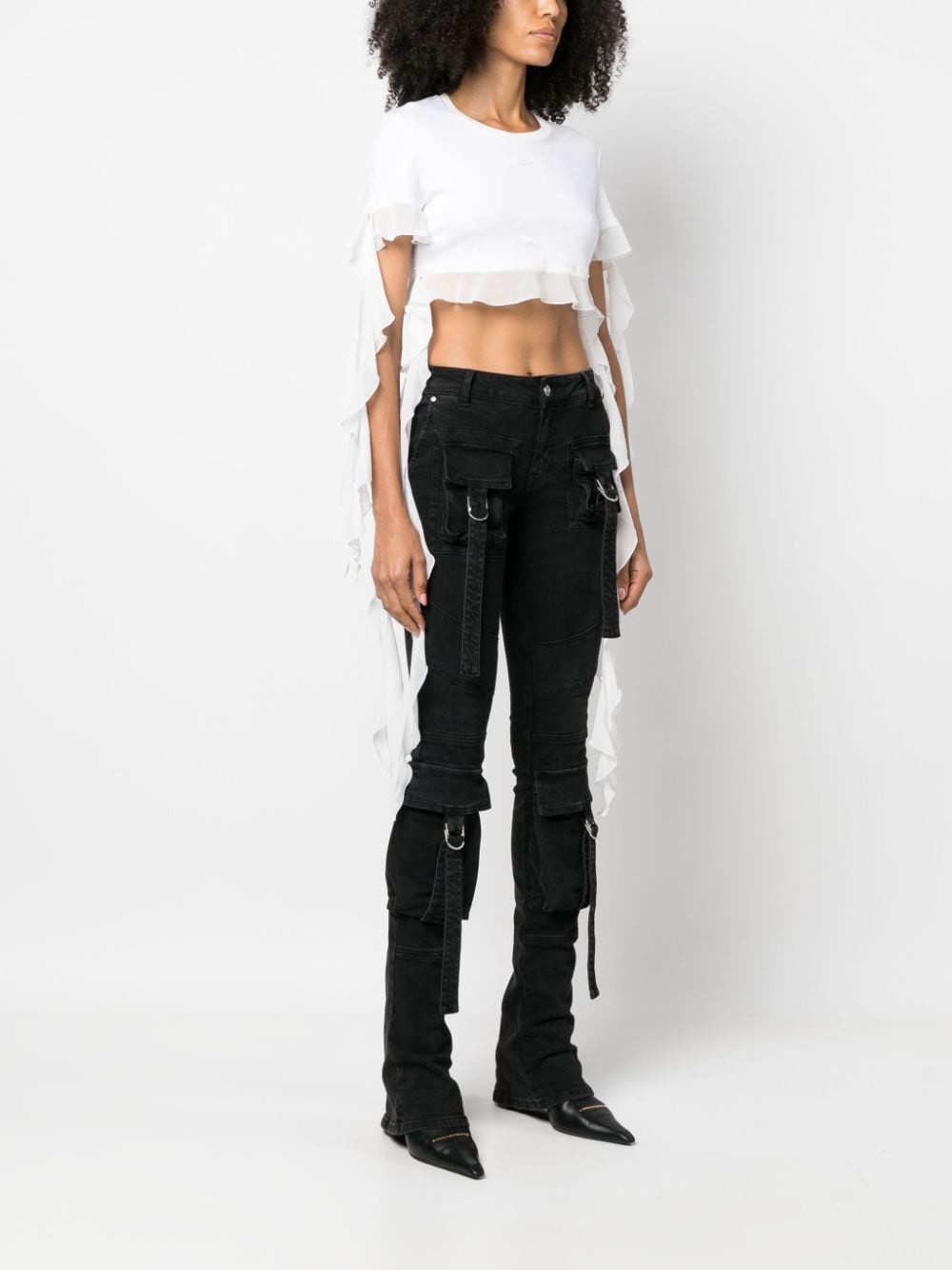 ruffled cotton crop top - 3