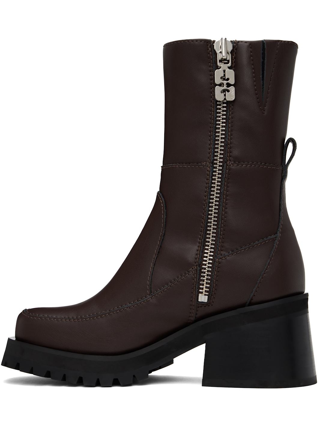Brown Feminine Buckle Platform Boots - 3