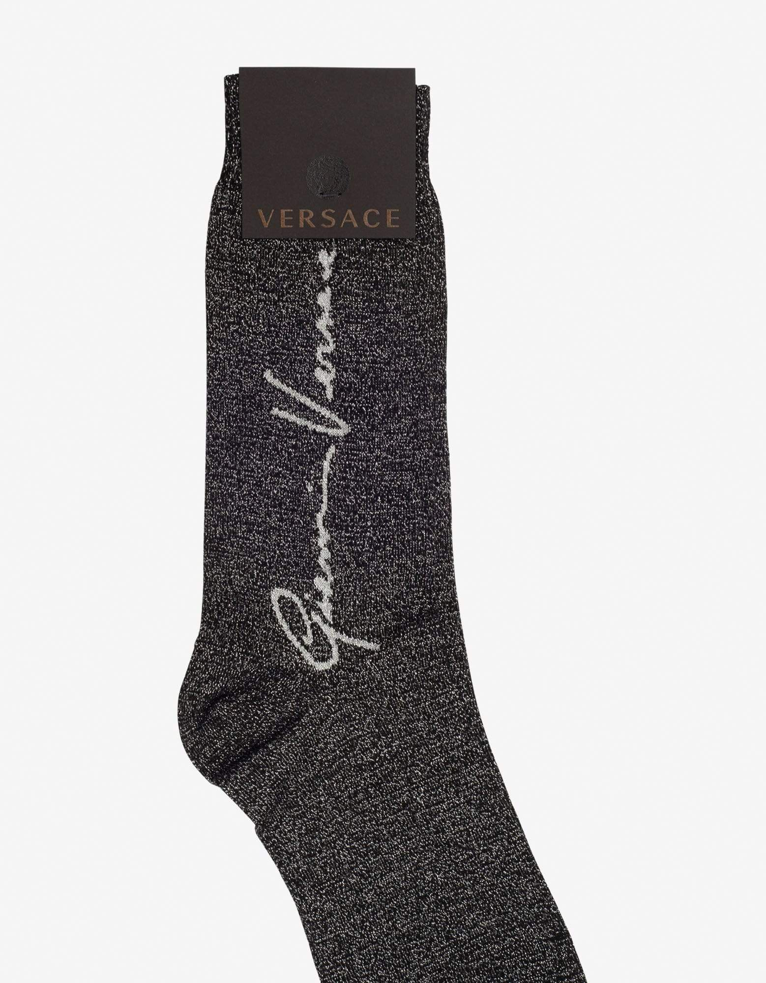 Versace Black & Silver GV Signature Socks - 2