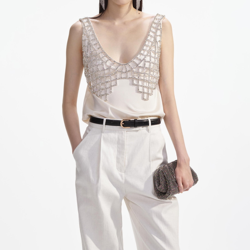 Cream Satin Diamante Bralette Top 4