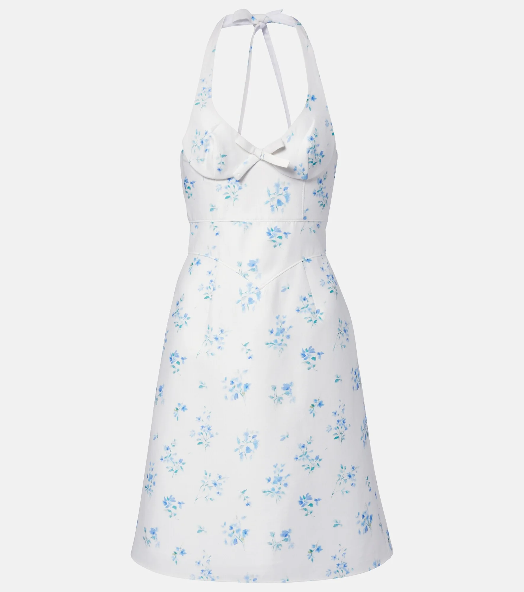 Floral halterneck cotton minidress - 1