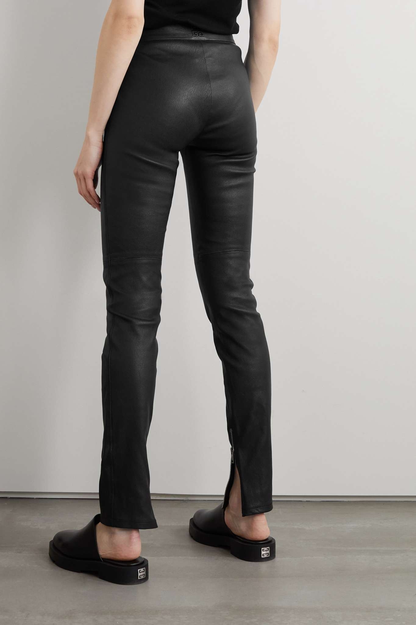 Overlock leather leggings - 4