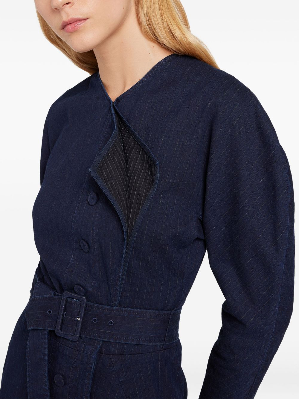 Chic pinstripe belted midi dress - 4