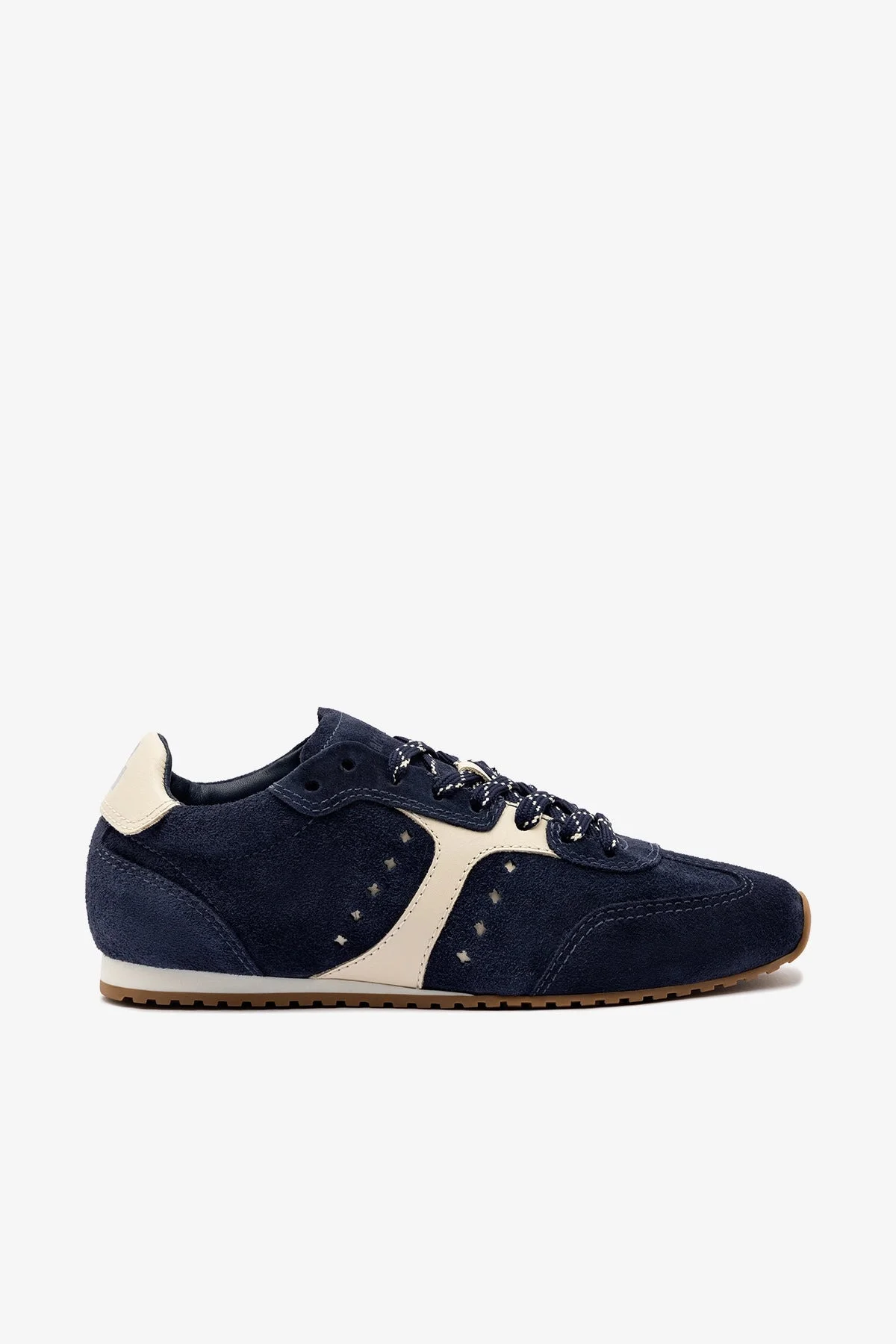 Stella Sneaker In Navy Suede and Ivory Leather - 1