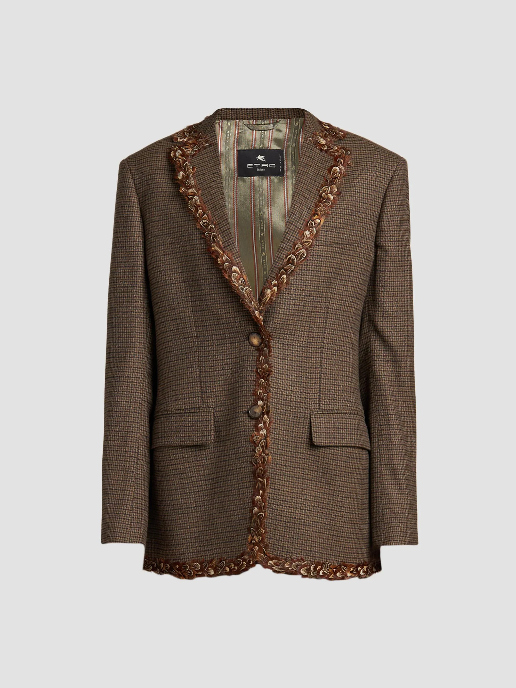 Women's Feather-Trimmed Wool Blazer - Multi - 1