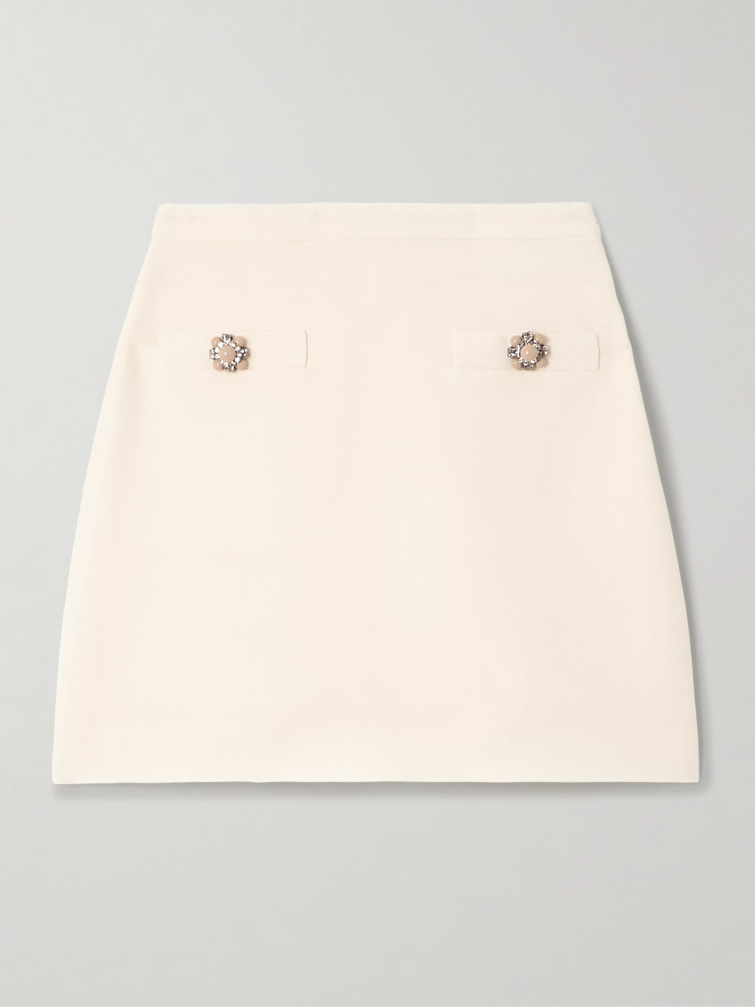 Embellished wool and silk-blend crepe mini skirt Ivory - 1