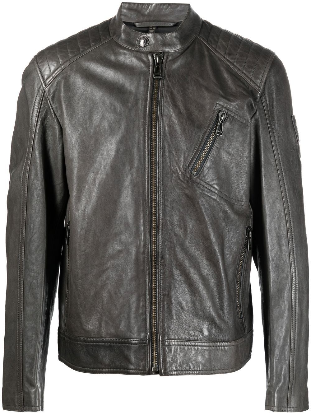 long-sleeve leather jacket - 1