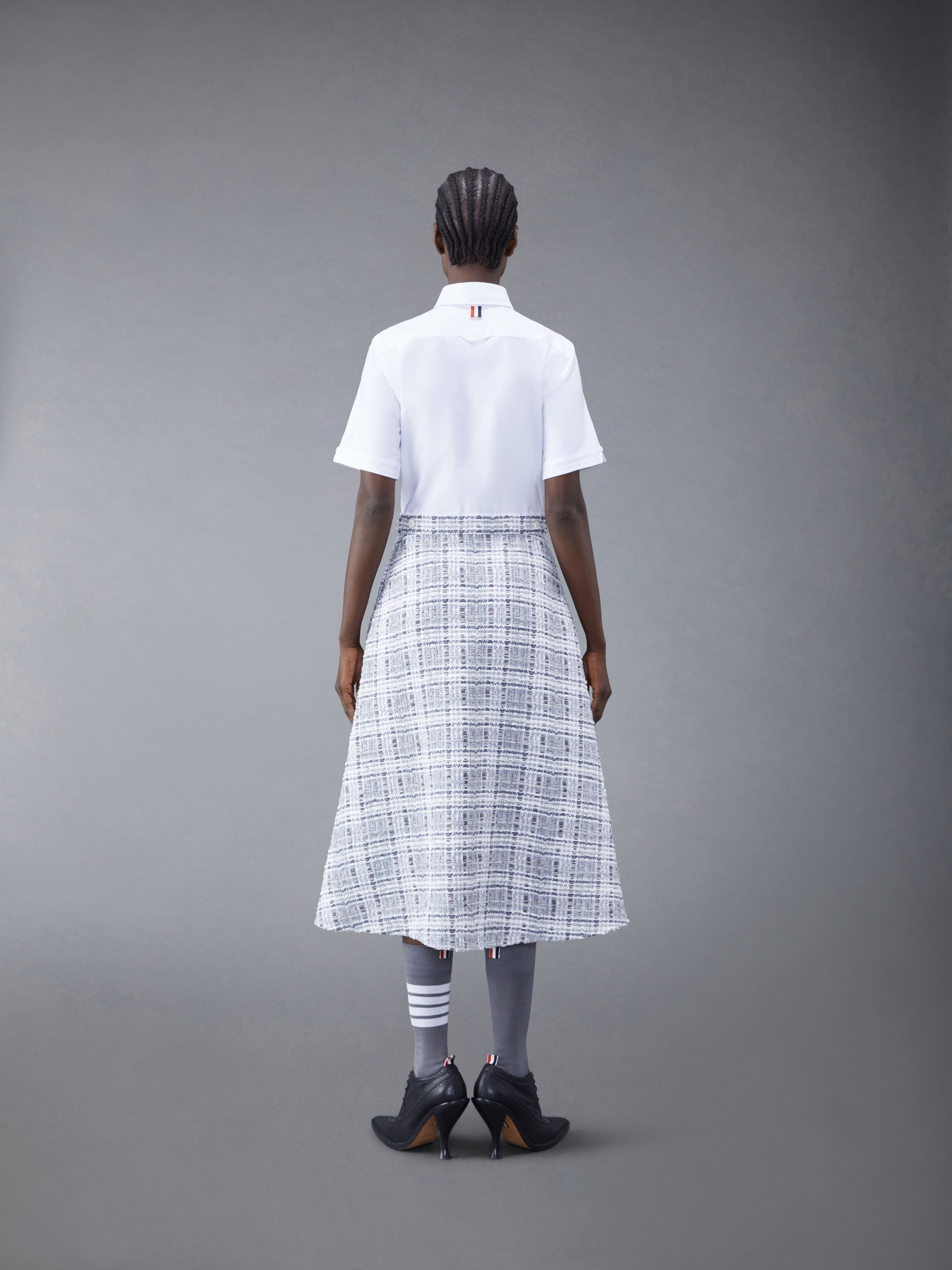 Tweed Oxford Combo A-line Shirtdress - 3
