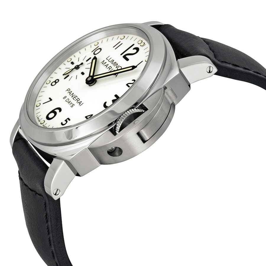 Pre-owned Panerai Luminor Marina 8 Days Acciaio White Dial Men's Watch PAM00563 - 2